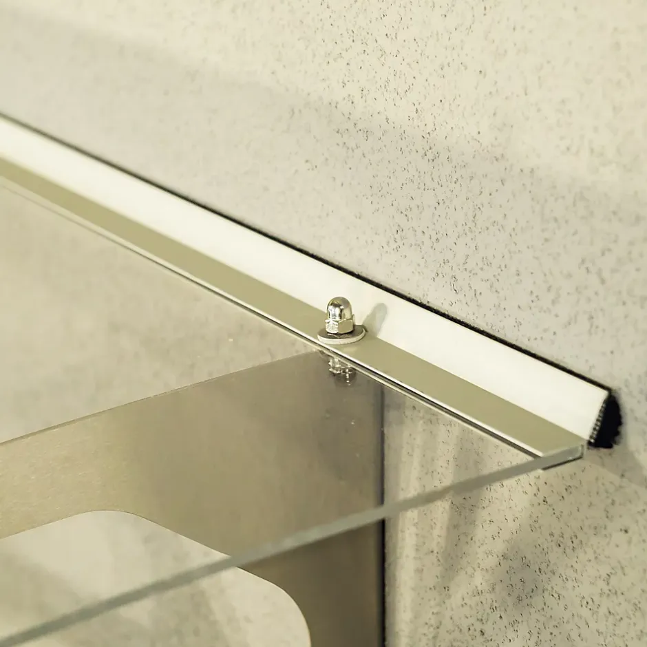 Arctom Auvent Blue 197x89, couleur silver inox, plaque incolore PMMA