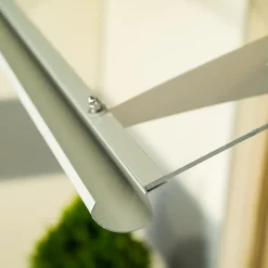 Arctom Auvent Blue 197x89, couleur silver inox, plaque incolore PMMA