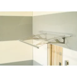 Auvent Blue 150x89, couleur silver inox, plaque incolore PMMA-Arctom Outlet