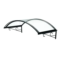 Arctom Auvent Coti 140x80, couleur anthracite RAL7016, plaque incolore, polycarbonate solide