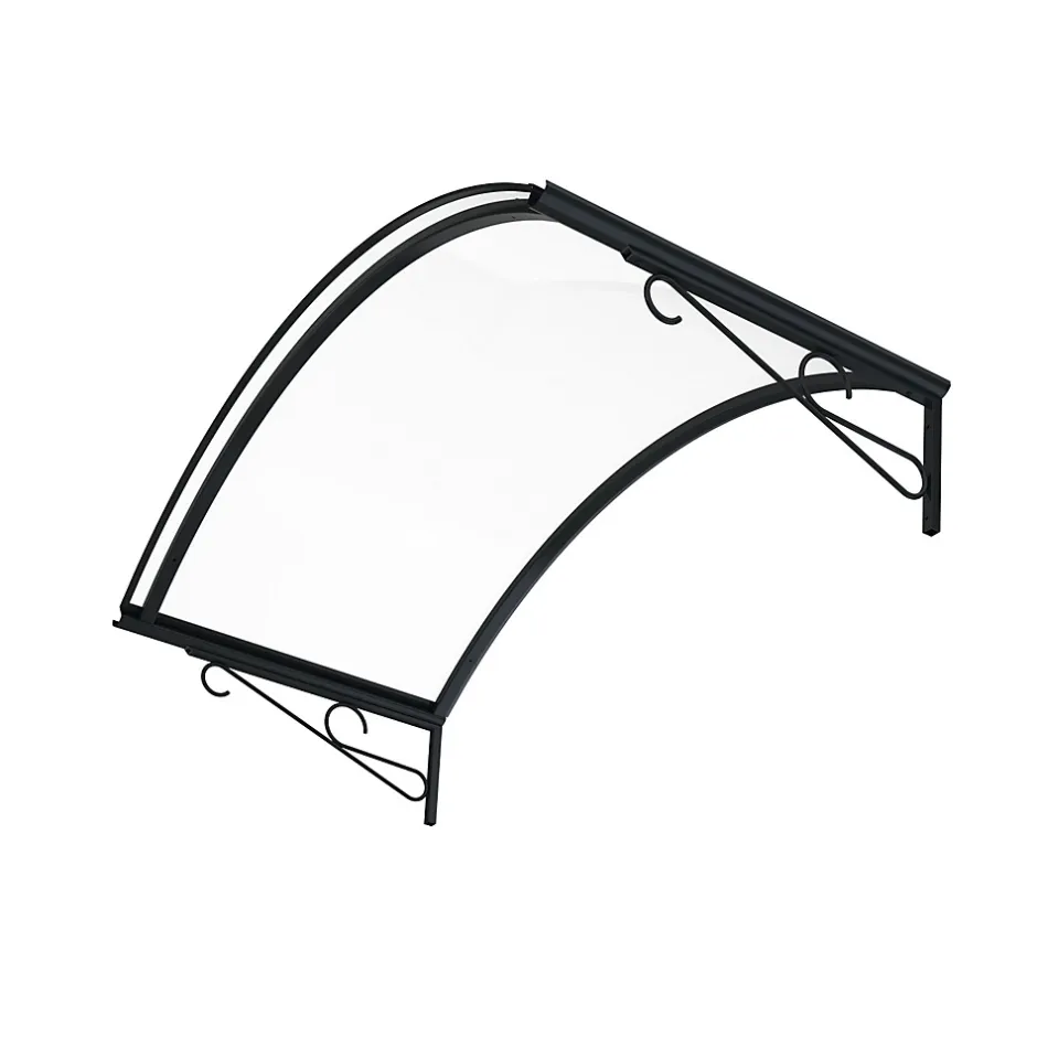 Arctom Auvent Coti 140x80, couleur anthracite RAL7016, plaque incolore, polycarbonate solide