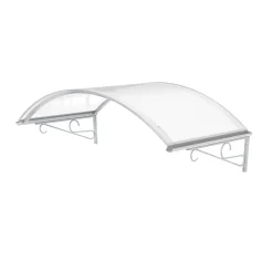 Auvent Coti 140x80, couleur blanc RAL9016, plaque incolore, polycarbonate solide-Arctom New