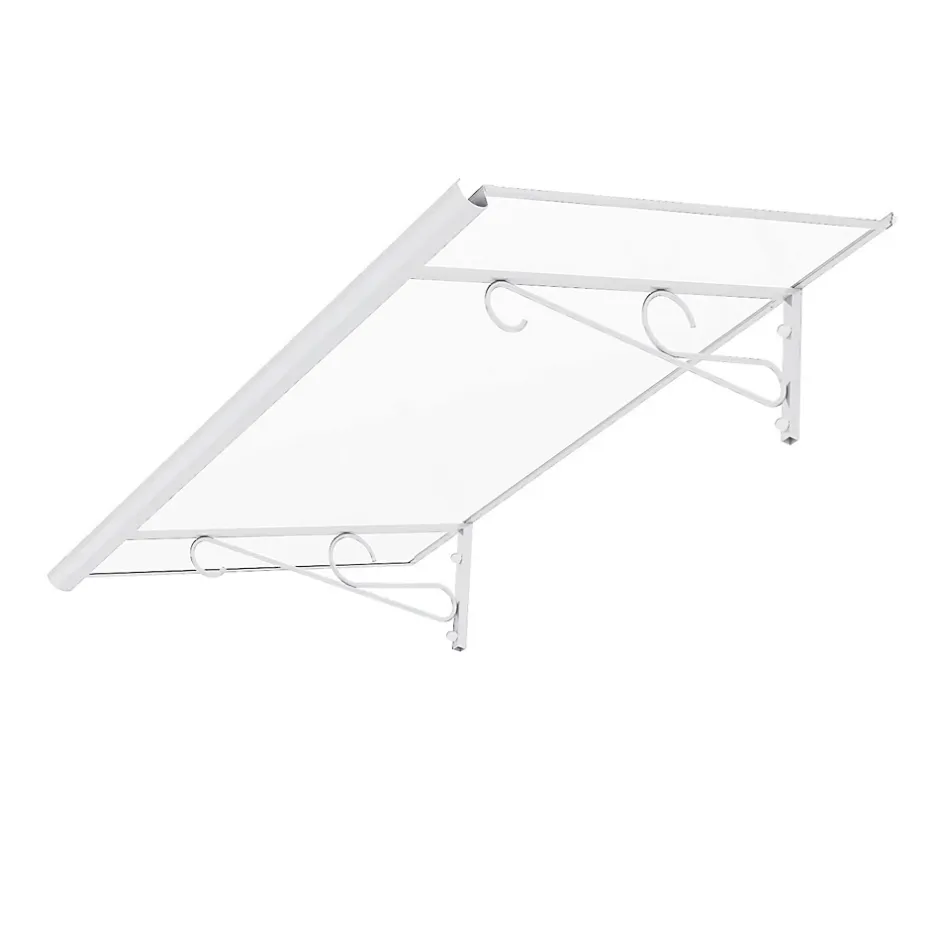 Arctom Auvent Fosti 140x79, couleur blanc RAL9016, plaque incolore, polycarbonate solide