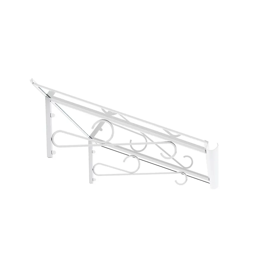 Arctom Auvent Fosti 140x79, couleur blanc RAL9016, plaque incolore, polycarbonate solide