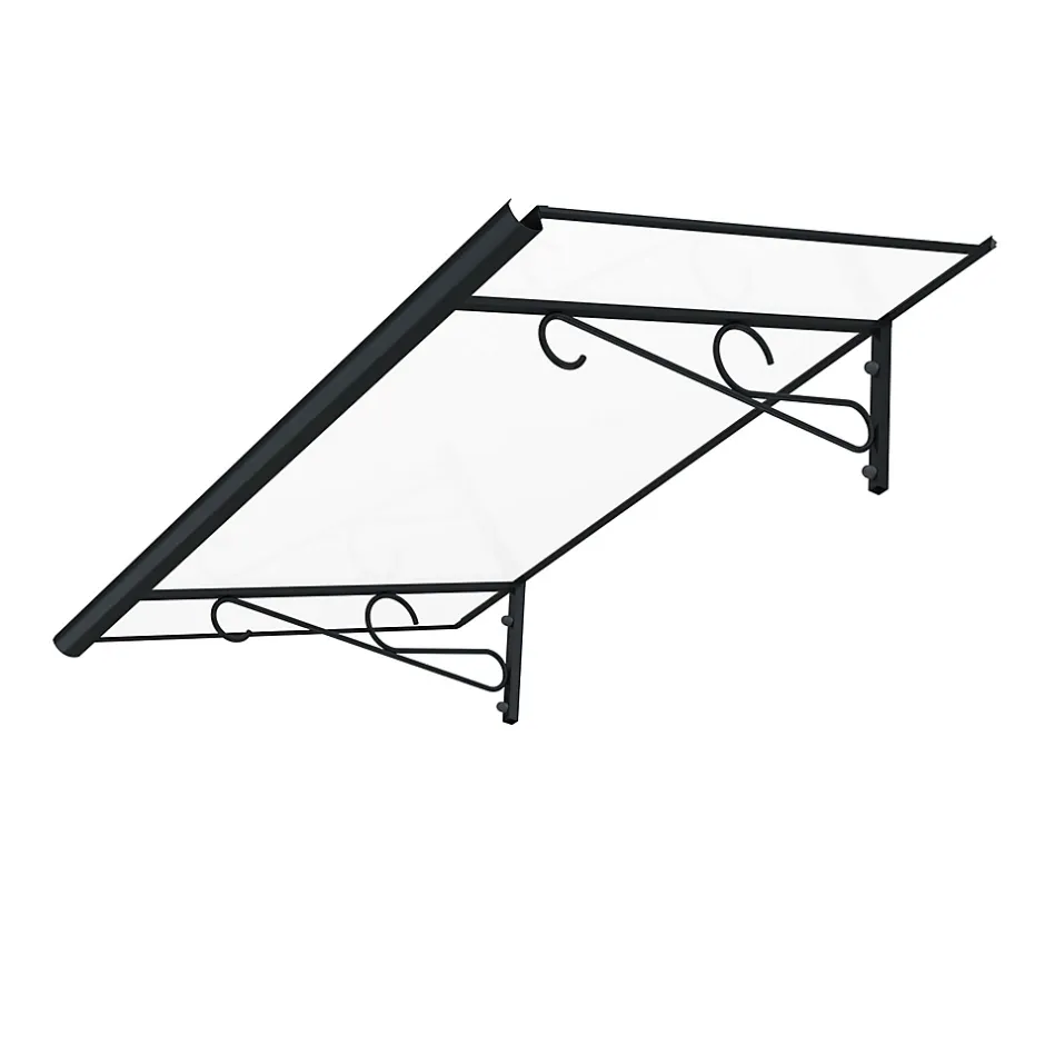 Auvent Fosti 140x79, couleur anthracite RAL7016, plaque incolore, polycarbonate solide-Arctom Best