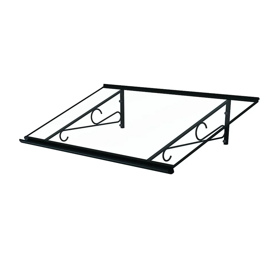 Auvent Fosti 140x79, couleur anthracite RAL7016, plaque incolore, polycarbonate solide-Arctom Best