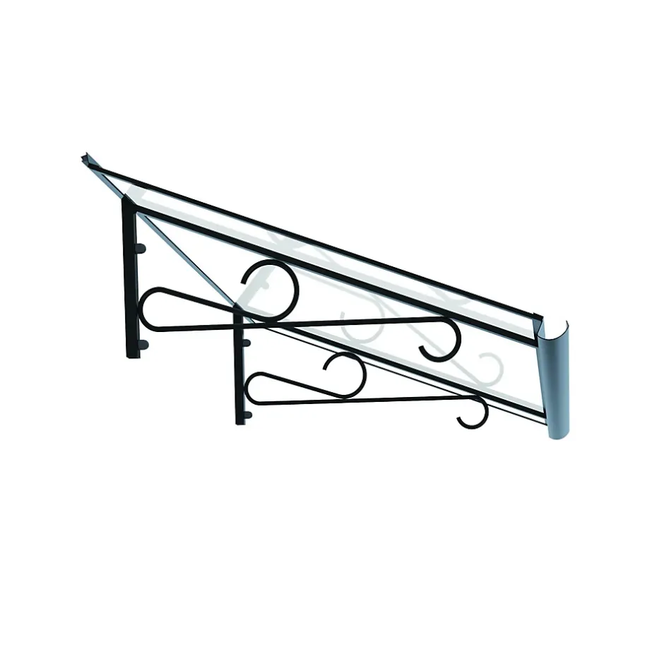 Auvent Fosti 140x79, couleur anthracite RAL7016, plaque incolore, polycarbonate solide-Arctom Best