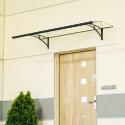 Arctom Auvent Gomo 120x84,5, couleur anthracite RAL7016, plaque incolore PMMA