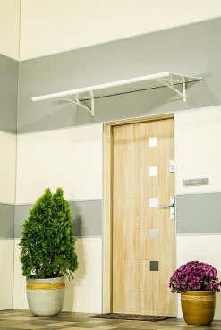 Auvent Karmel 120x83,5 couleur blanc RAL9016, plaque incolore-Arctom Hot