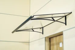 Auvent Karmel 150x83,5, couleur anthracite RAL7016, plaque incolore-Arctom Outlet