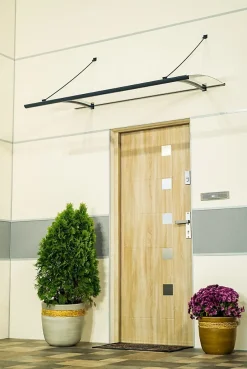 Arctom Auvent Kwar 160x82, couleur anthracite RAL7016, plaque incolore PMMA