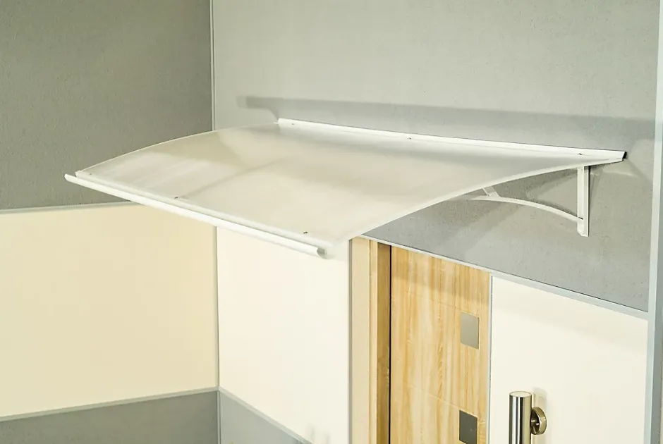 Arctom Auvent LARA 197x83,5, couleur blanc RAL9016, plaque incolore