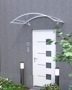 Auvent Leos 158x90, couleur blanc RAL9016, plaque incolore PMMA-Arctom Discount