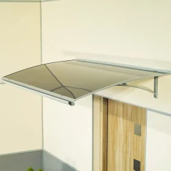 Auvent Libo 150x84,5, couleur silver RAL9006, panneau sandwich AL PE AL-Arctom Hot