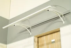 Auvent Olos 160x85, couleur anthracite RAL7016, plaque incolore PMMA-Arctom Best