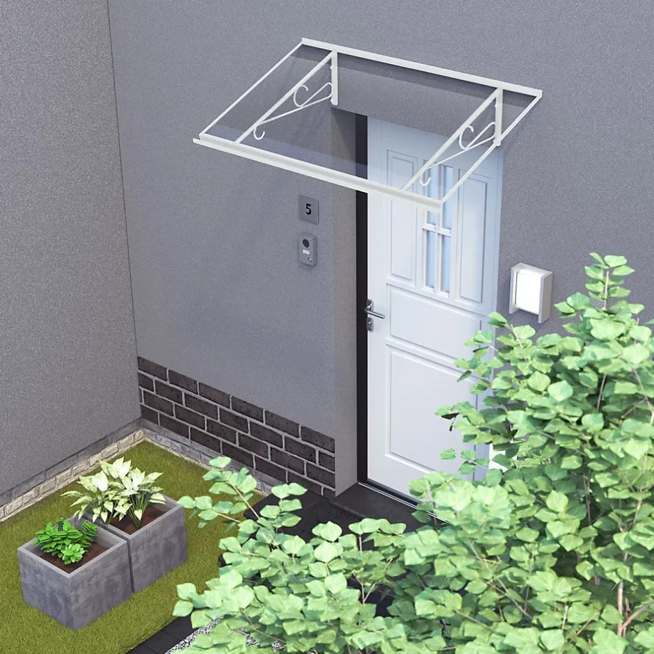 Auvent Pierro 150x90, couleur anthracite RAL7016, plaque incolore, polycarbonate alvéolaire-Arctom Best