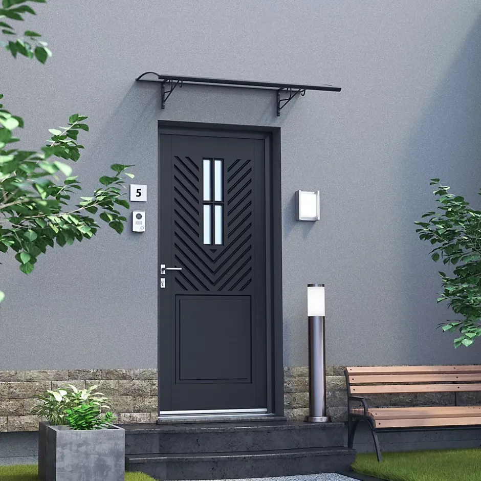 Arctom Auvent Regi 140x82, couleur anthracite RAL7016, plaque incolore