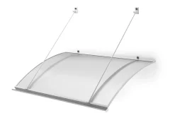 Auvent Turk 140x82, couleur blanc RAL9016, plaque incolore-Arctom New