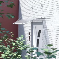 Auvent Turk 140x82, couleur blanc RAL9016, plaque incolore-Arctom New