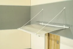 Auvent Turk 140x82, couleur blanc RAL9016, plaque incolore-Arctom New