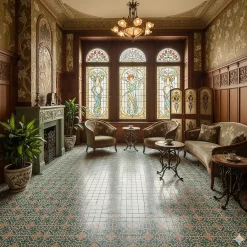 Floorilège Authentiques carreaux de ciment - Modèle Passiflore PAS1 de - La boite de 14 carreaux soit 0,56 m²