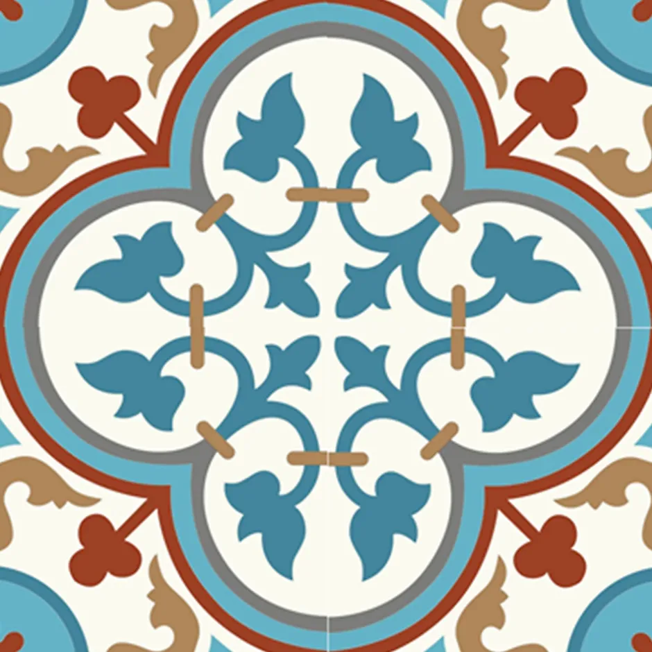 Authentiques carreaux de ciment - Modèle Bagatelle BAG1 de - La boite de 14 carreaux soit 0,56 m²-Floorilège