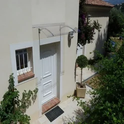 AUVENT - MARQUISE DE PORTE D'ENTRÉE MÉLANIE Gris clair, L.150 cm, Profondeur totale - 90 cm-McCover Outlet