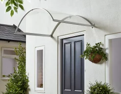 Auvent alu et polycarbonate Basic blanc 140 x 90 cm-Geom Online