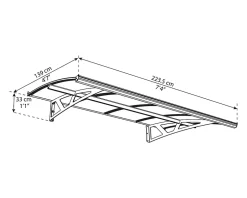 Canopia by Palram Auvent arrondi Amsterdam gris clair l.223,5 x P.139 x H.33 cm