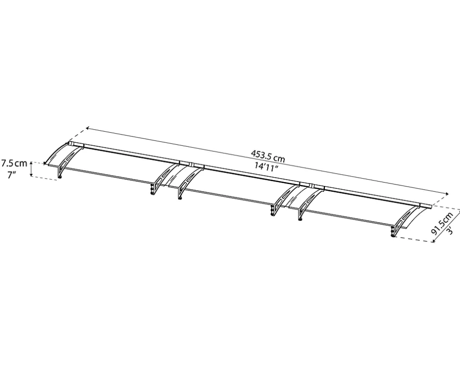 Auvent arrondi Aquila gris l.453,5 x P.91,5 x H.17,5 cm-Canopia by Palram Online