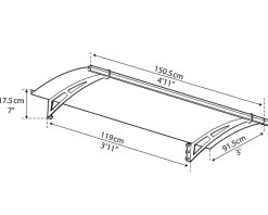 Canopia by Palram Auvent arrondi Aquila gris l.150,5 x P.91,5 x H.17,5 cm