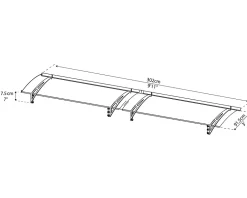 Auvent arrondi Aquila gris clair l.302 x P.91,5 x H.17,5 cm-Canopia by Palram New