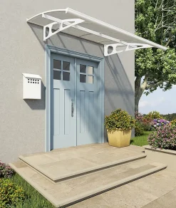 Auvent arrondi Bordeaux blanc l.223,5 x P.139 x H.33 cm-Canopia by Palram