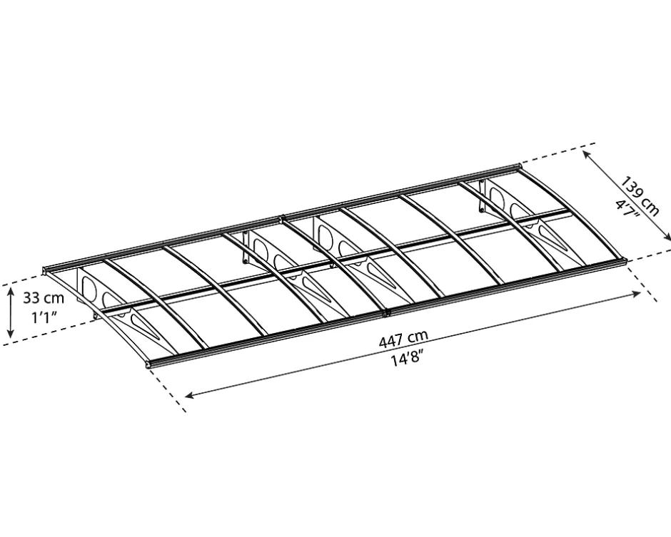 Canopia by Palram Auvent arrondi Bordeaux blanc l.447 x P.139 x H.33 cm