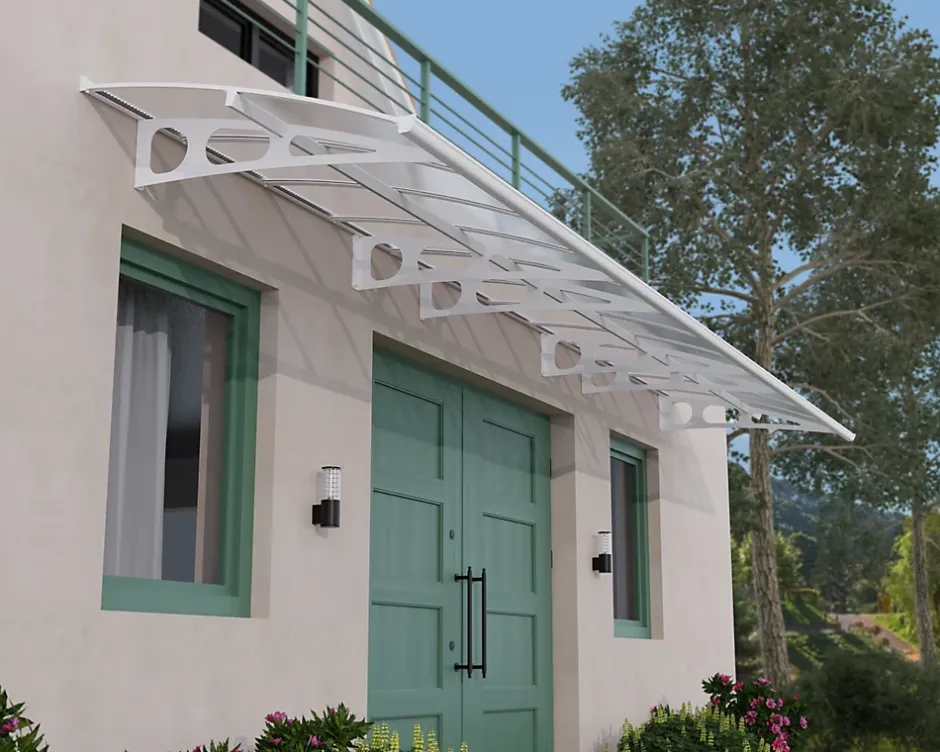 Canopia by Palram Auvent arrondi Bordeaux blanc l.670,5 x P.139 x H.33 cm