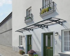 Auvent arrondi Herald gris l.670,5 x P.139 x H.33 cm-Canopia by Palram Clearance