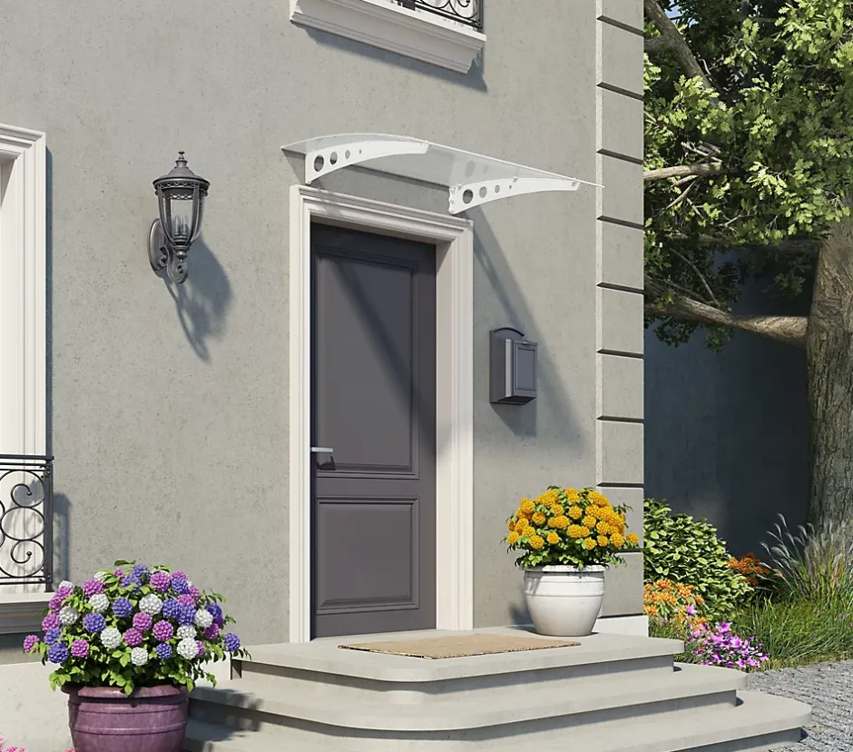 Auvent arrondi Lyra blanc l.135 x P.90,5 x H.15,5 cm-Canopia by Palram Online