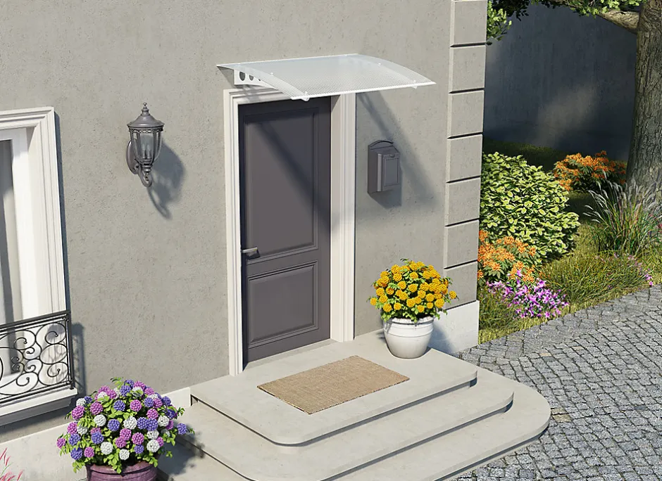 Auvent arrondi Lyra blanc l.135 x P.90,5 x H.15,5 cm-Canopia by Palram Online