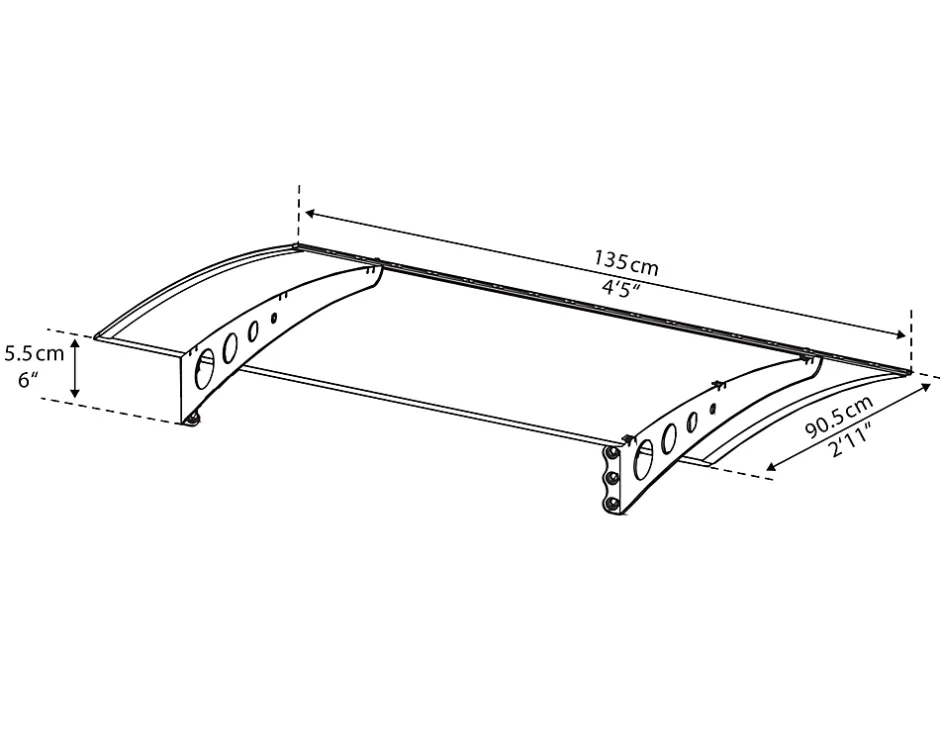 Auvent arrondi Lyra blanc l.135 x P.90,5 x H.15,5 cm-Canopia by Palram Online