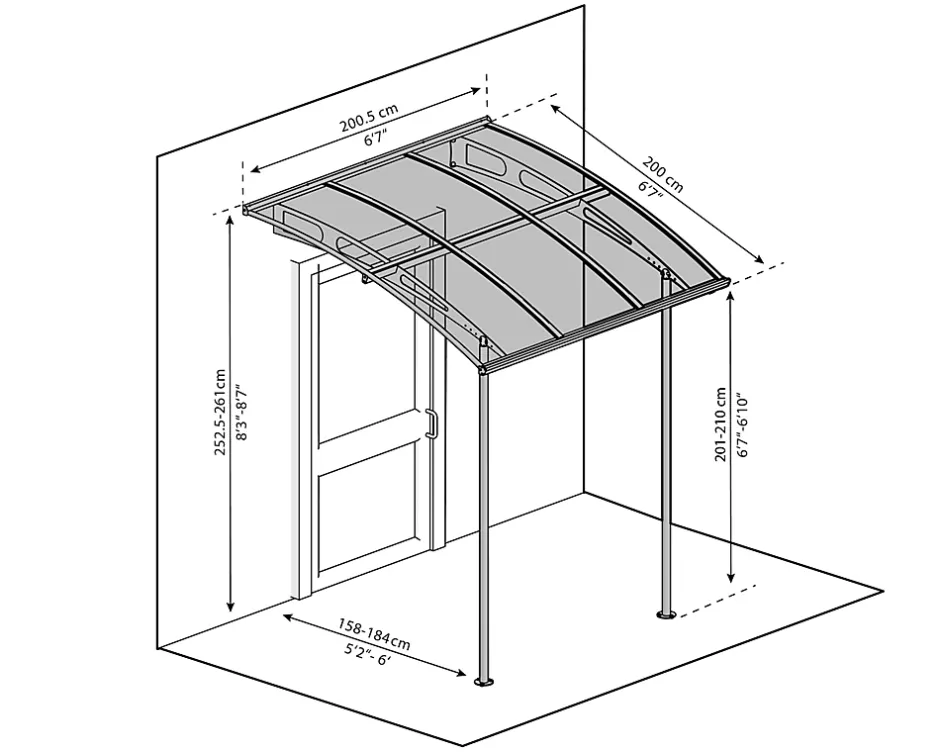 Canopia by Palram Auvent arrondi Vega gris clair l.200,5 x P.199,6 x H.26,1 cm