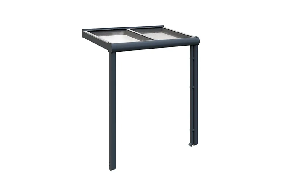 Auvent bois GREIFSWALD 216 x 135 cm, aluminium thermolaqué, thermolaqué gris foncé DB 703-Skan Holz Discount