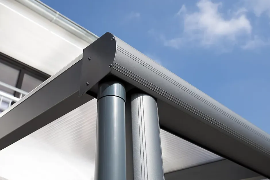 Auvent bois GREIFSWALD 216 x 135 cm, aluminium thermolaqué, thermolaqué gris foncé DB 703-Skan Holz Discount