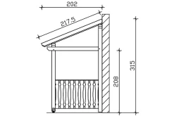 Auvent bois Paderborn 8, 336x202cm, épicéa, traitement coloré chêne clair-Skan Holz New