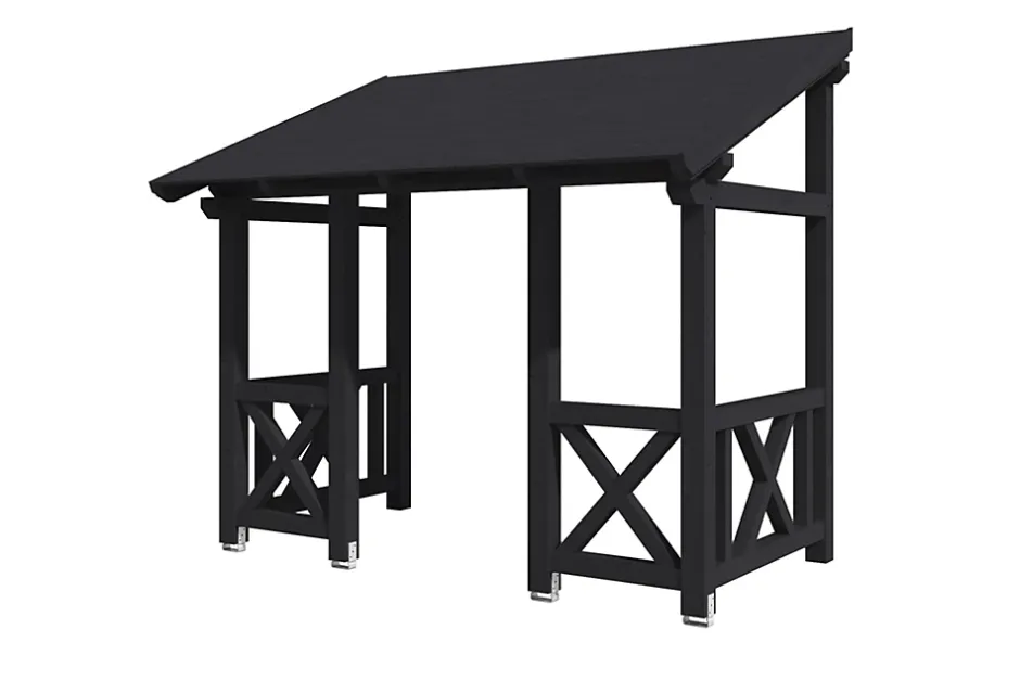 Auvent bois Paderborn 7, 336x202cm, épicéa, traitement coloré anthracite-Skan Holz Online