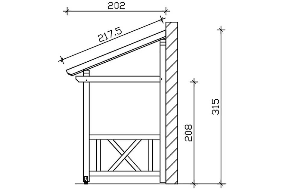 Auvent bois Paderborn 7, 336x202cm, épicéa, traitement coloré anthracite-Skan Holz Online