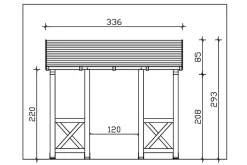 Skan Holz Auvent bois Paderborn 5, 336x156cm, épicéa, traitement coloré noyer