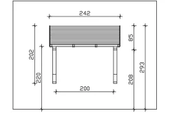 Auvent bois Paderborn 1, 242x156cm, épicéa, traitement coloré gris ardoise-Skan Holz Outlet