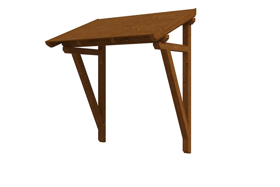 Skan Holz Auvent bois Paderborn 2, 242x156cm, épicéa, traitement coloré noyer