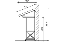 Auvent bois Potsdam 4, 176x156cm, épicéa, traitement coloré chêne clair-Skan Holz