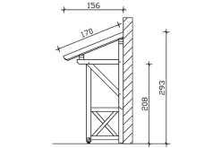 Auvent bois Potsdam 3, 176x156cm, épicéa, traitement coloré gris ardoise-Skan Holz